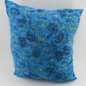 14" Blue on Blue Floral Pillow.